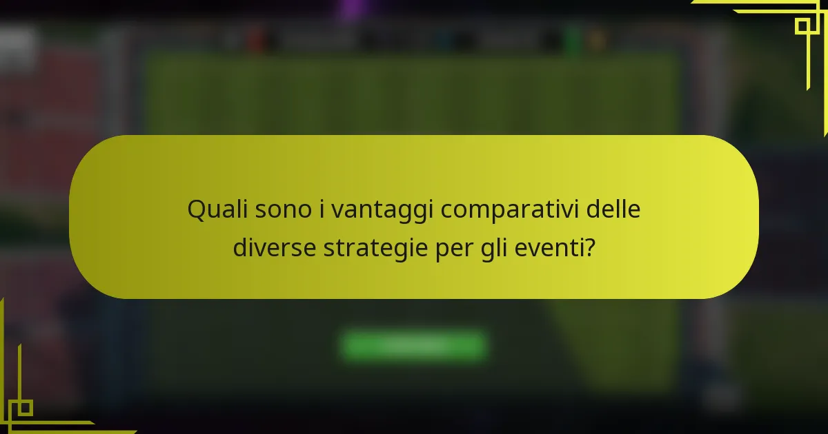 Quali sono i vantaggi comparativi delle diverse strategie per gli eventi?